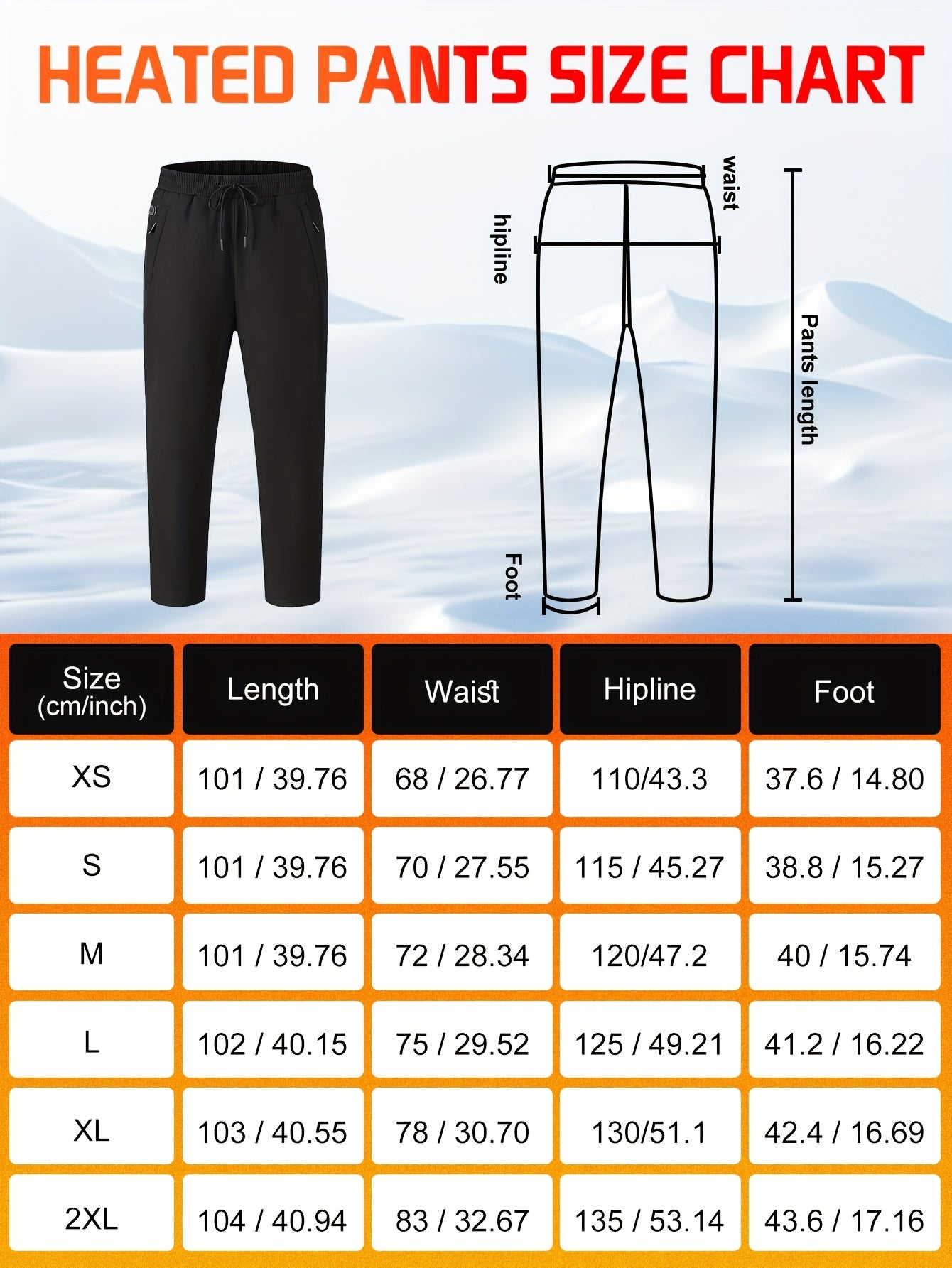 MGNWARM Men's Smart Heated Thermal Pants With 12 Zone Heating Adjustable Temperature Windproof Ergonomic Fit For Skiing