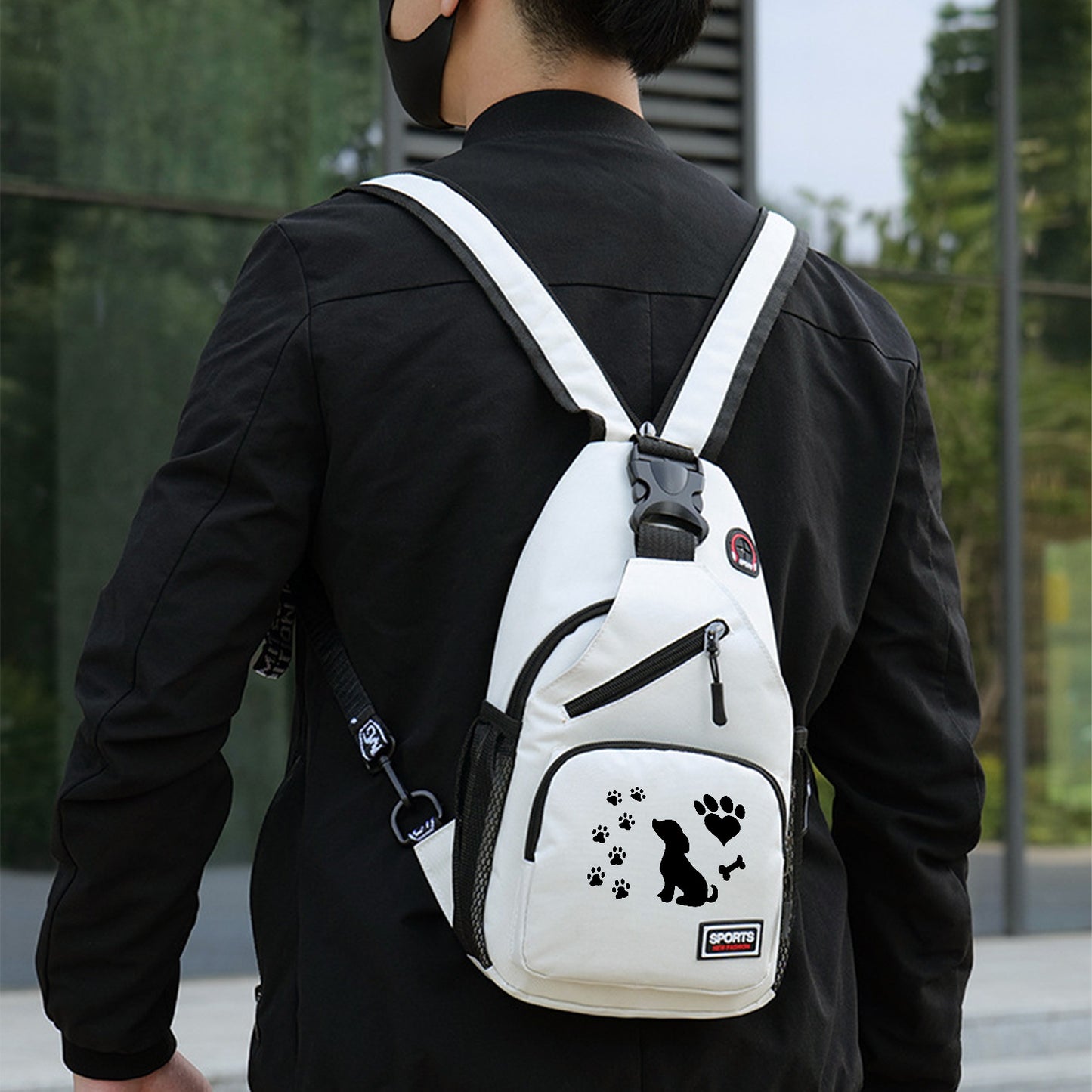 Dog Paw Prints Waist Bag Versatile Large Capacity Crossbody