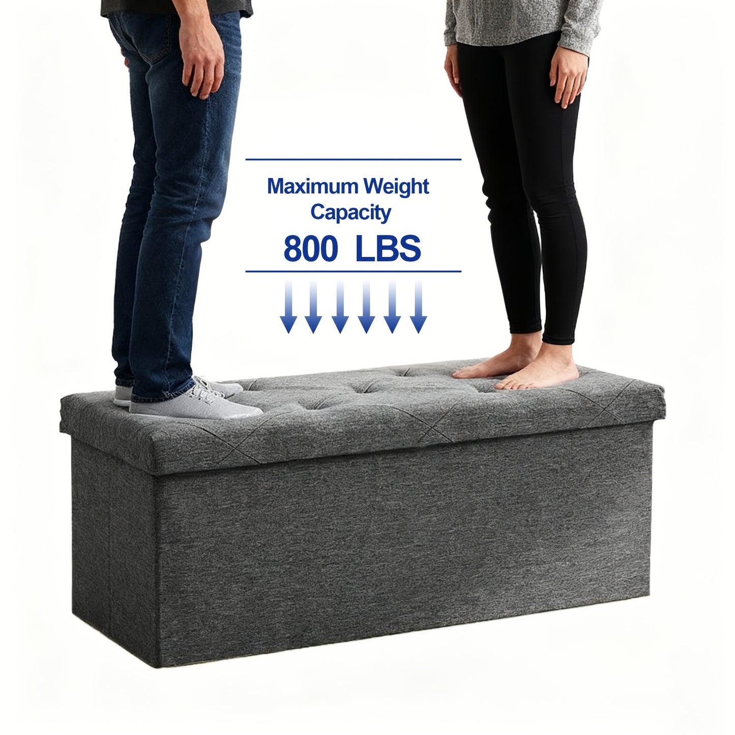 Heavy Duty Folding Storage Ottoman Bench Outdoor Use Multi Purpose Space Saving Non Porous Surface For Living Room