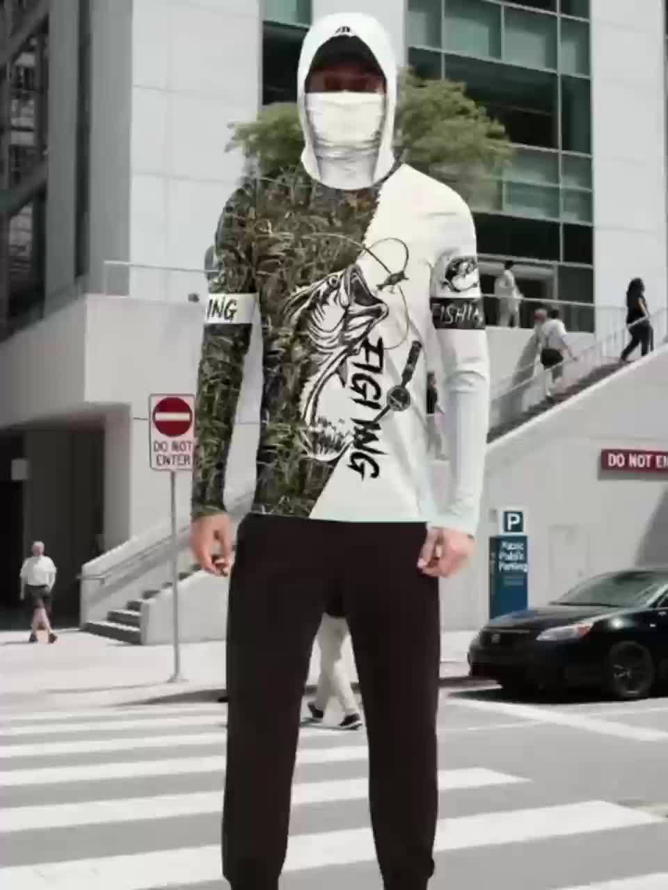 Camouflage UPF Mens Hoodie Lightweight Breathable Hiking