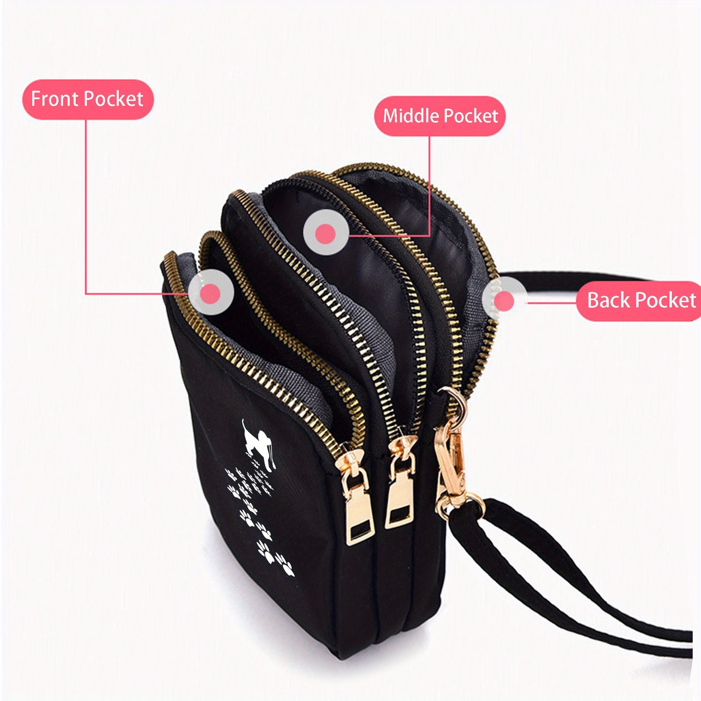 Dog Paw Print Crossbody Bag With Adjustable Strap Oxford