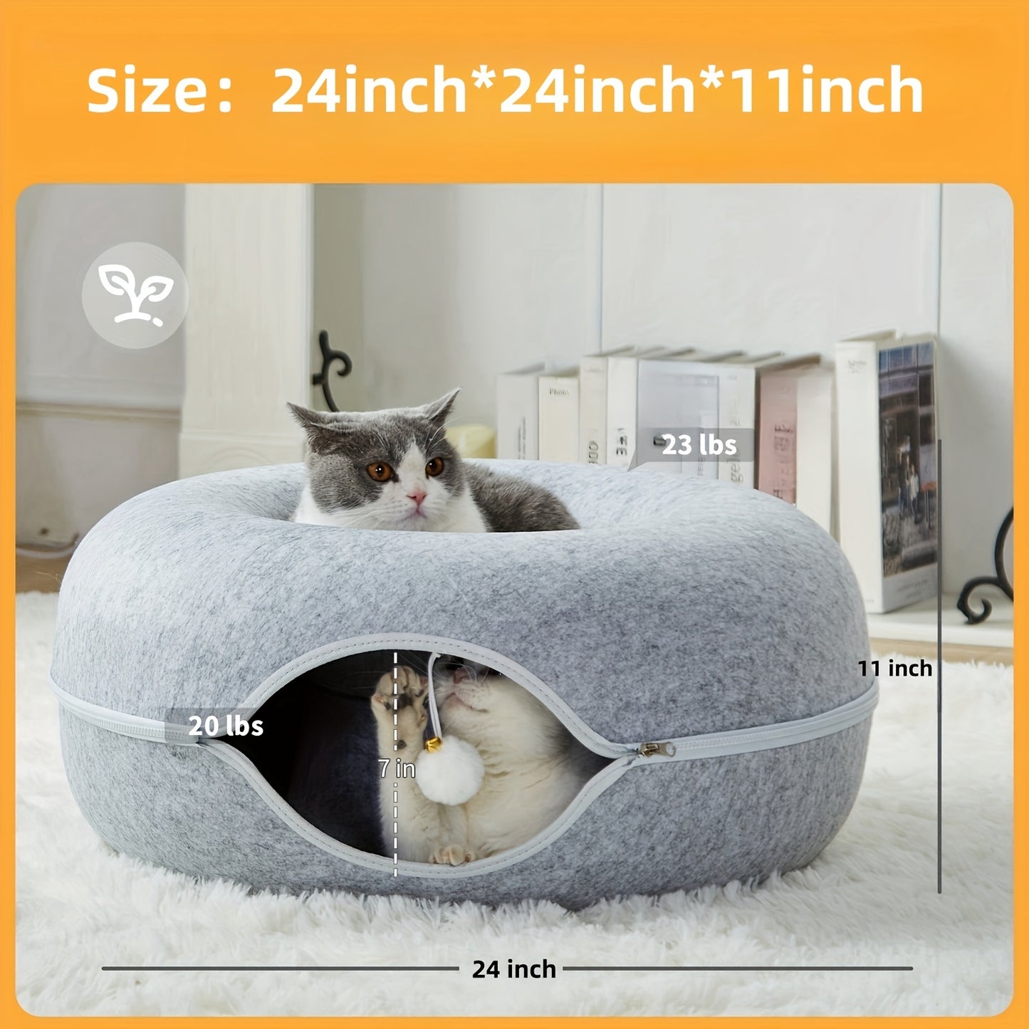 Scratch Resistant Peekaboo Cat Cave Indoor Bed Donut Tunnel