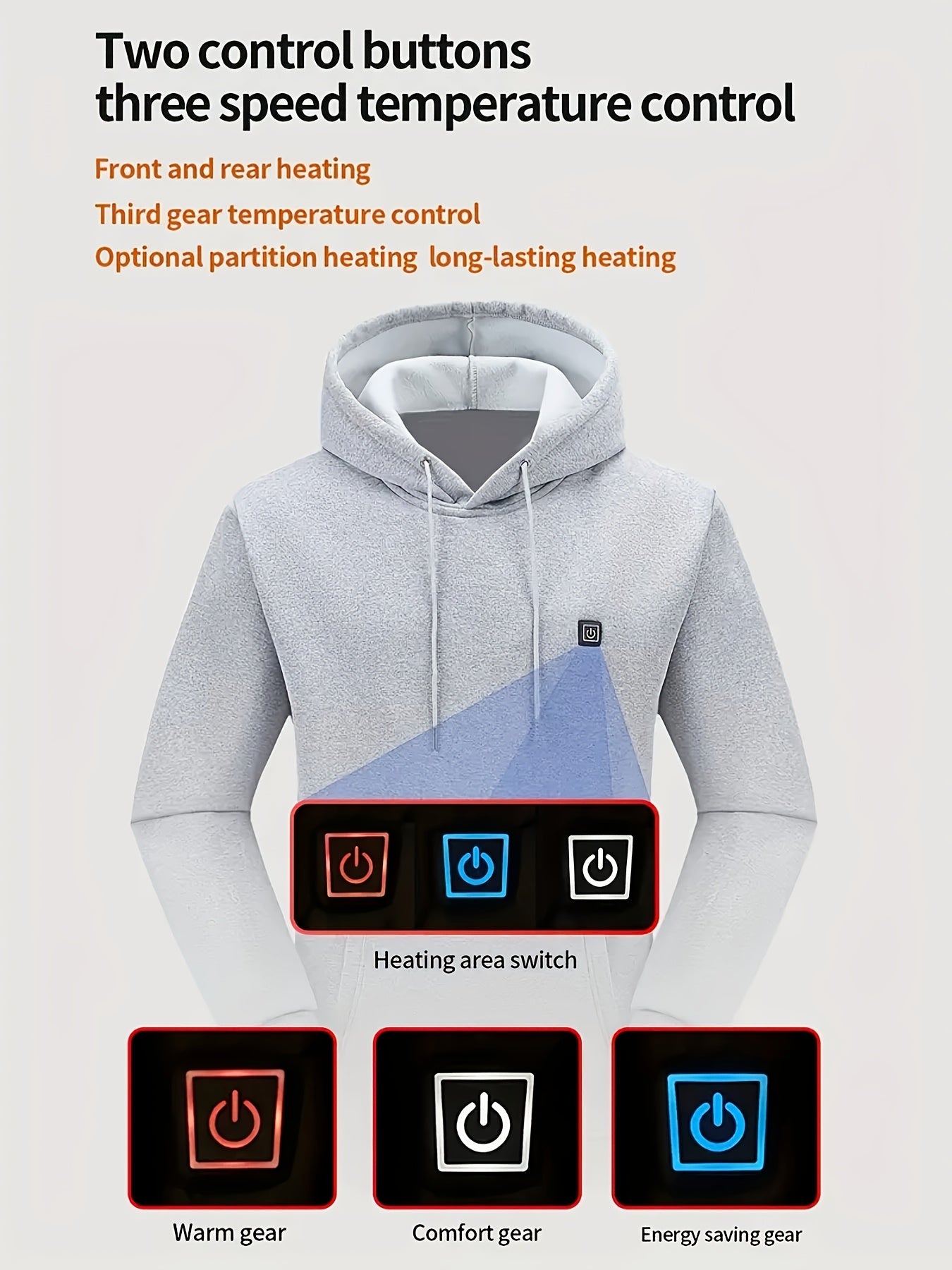 7 Zone USB Powered Electric Fleece Jacket With 3 Speed Control Kangaroo Pocket Unisex Winter Wear For Men And Women