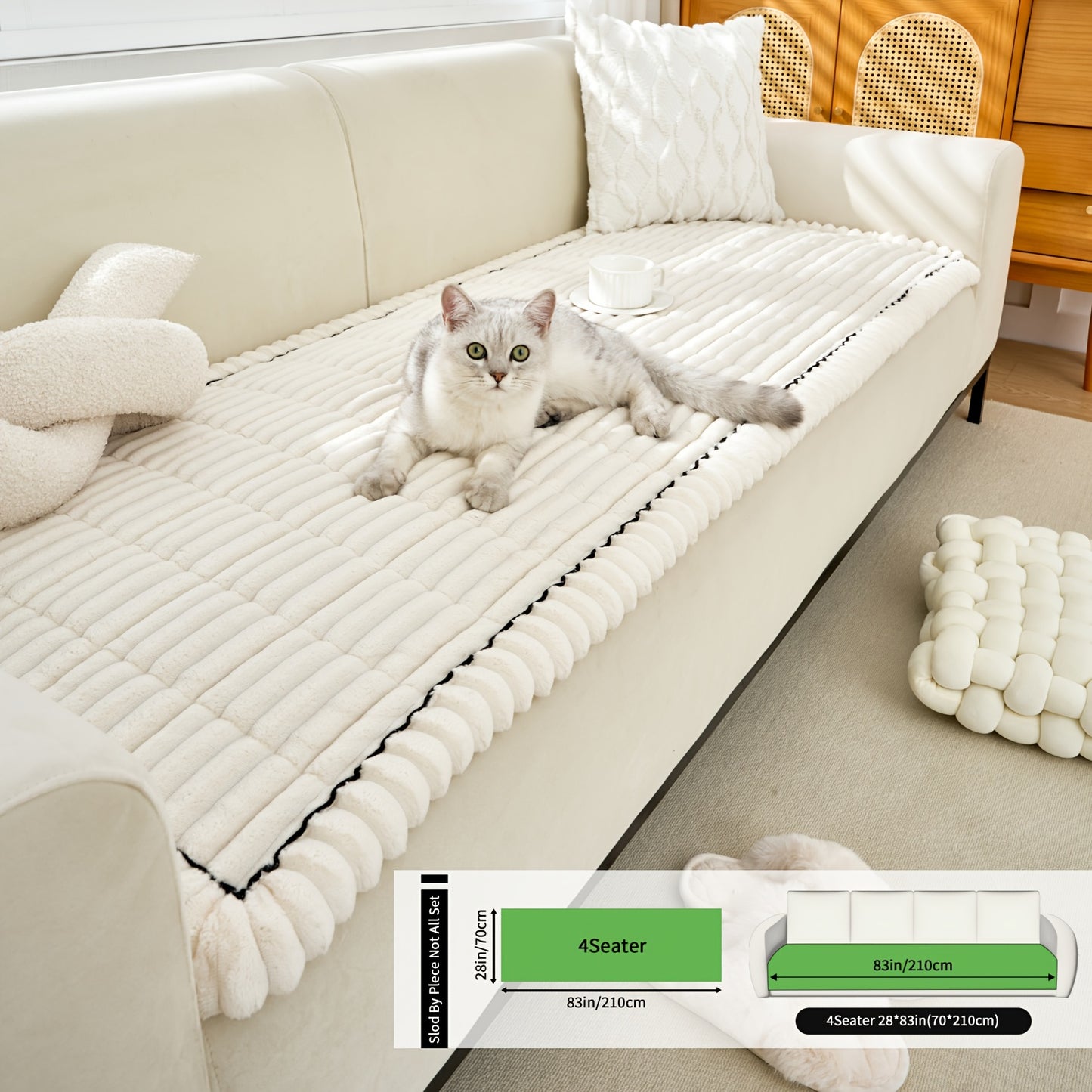 Universal Thickened Flannel Sofa Cushion Drawstring Non Slip