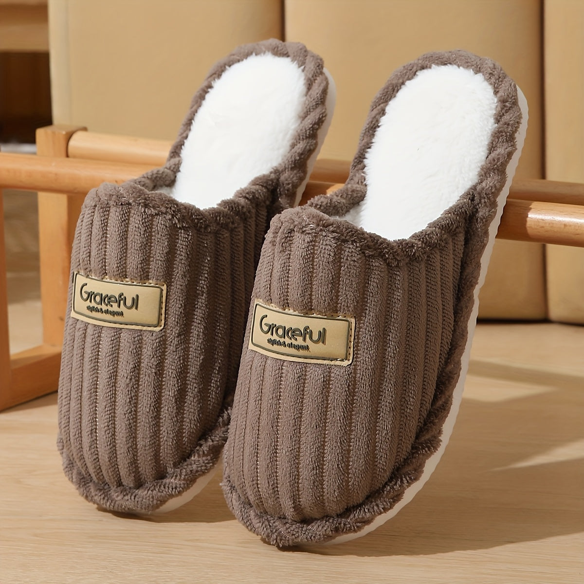 Elegant Plush Slippers For Women Non Slip EVA Sole AllSeason