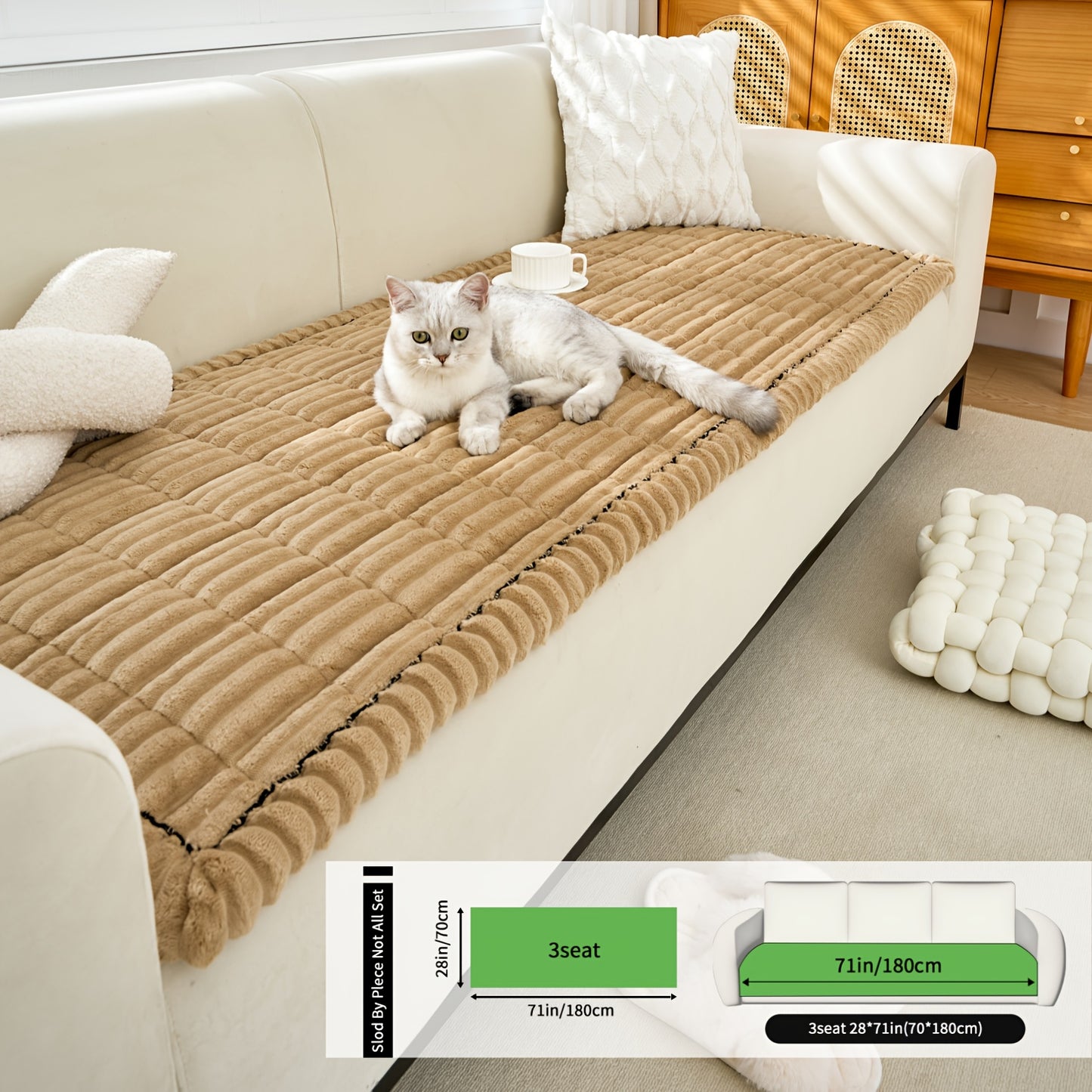 Universal Thickened Flannel Sofa Cushion Drawstring Non Slip