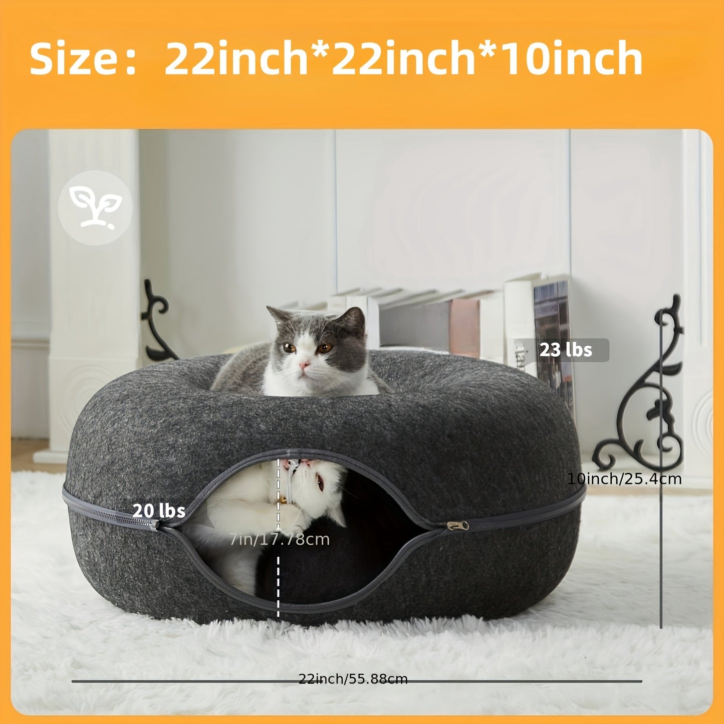 Scratch Resistant Peekaboo Cat Cave Indoor Bed Donut Tunnel