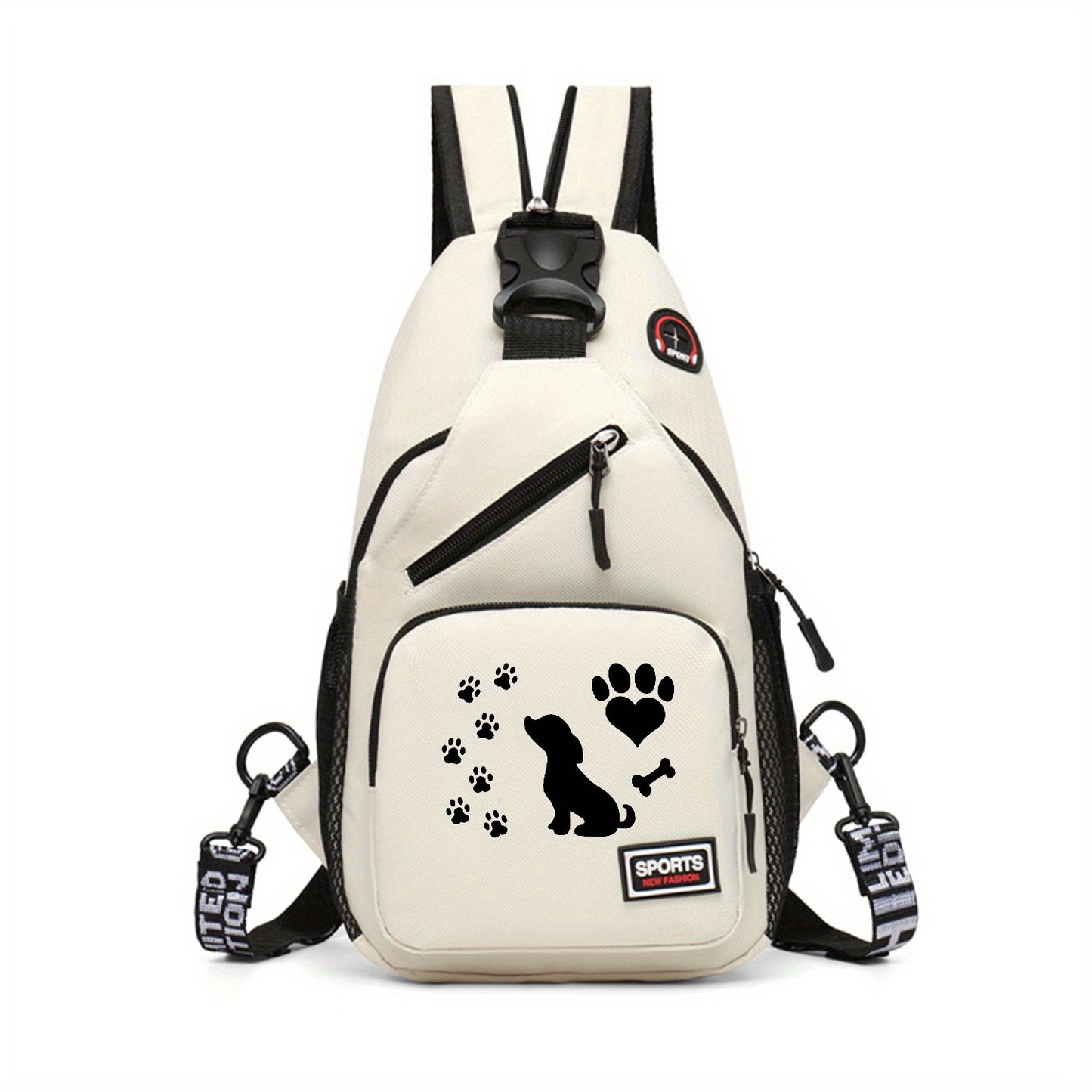 Dog Paw Prints Waist Bag Versatile Large Capacity Crossbody