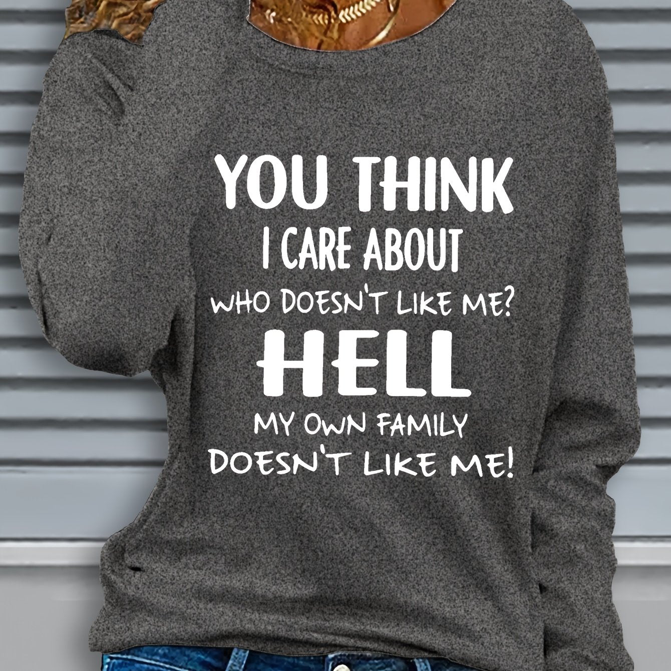 Womens Funny Saying T Shirt Long Sleeve Crew Neck Top