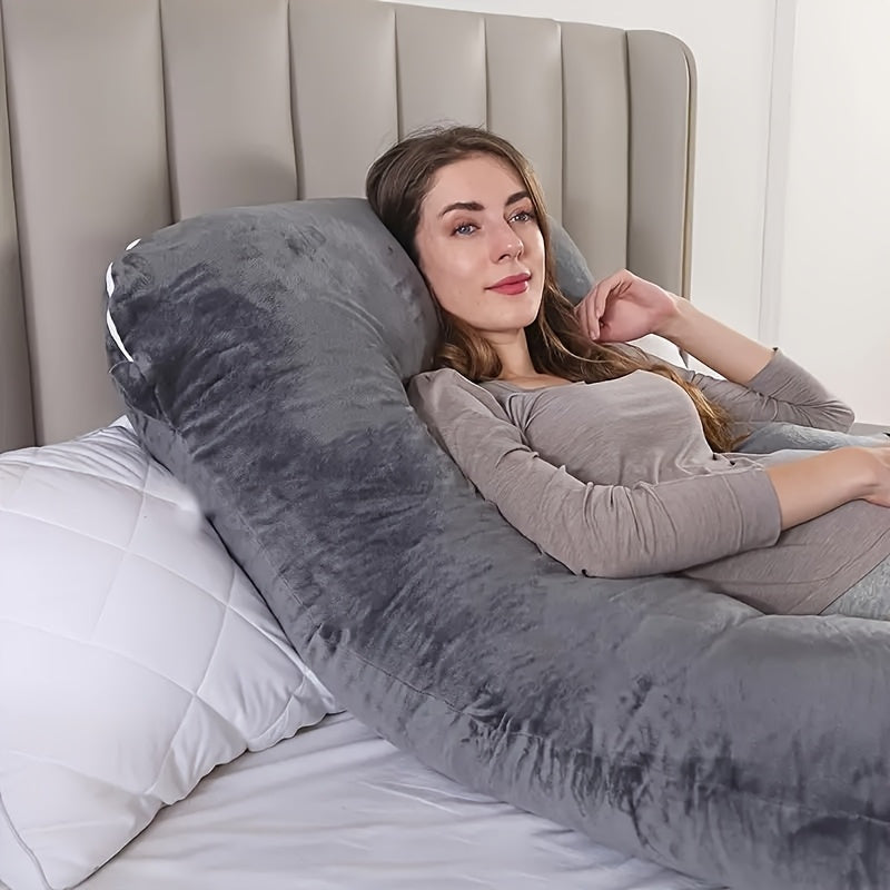Ergonomic U Shaped Pregnancy Pillow For Back, Leg And Abdominal Support, Adjustable, Soft Fabric, Machine Washable