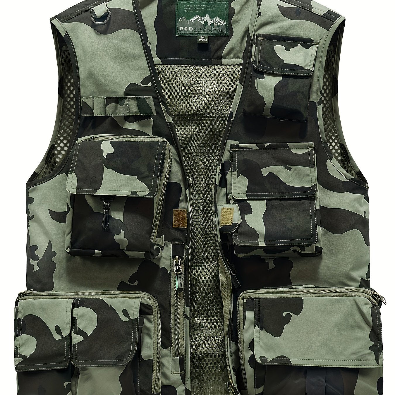 Camouflage Fishing Vest With Detachable Back Mesh For Men