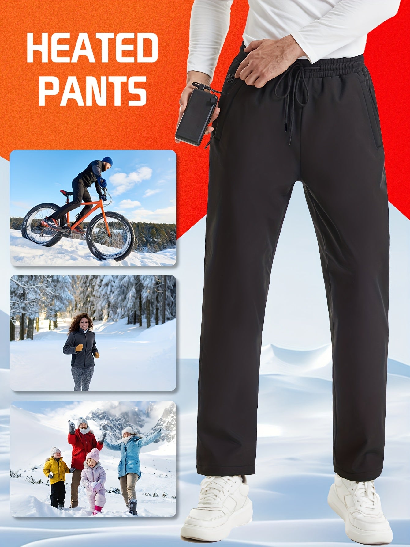 MGNWARM Men's Smart Heated Thermal Pants With 12 Zone Heating Adjustable Temperature Windproof Ergonomic Fit For Skiing