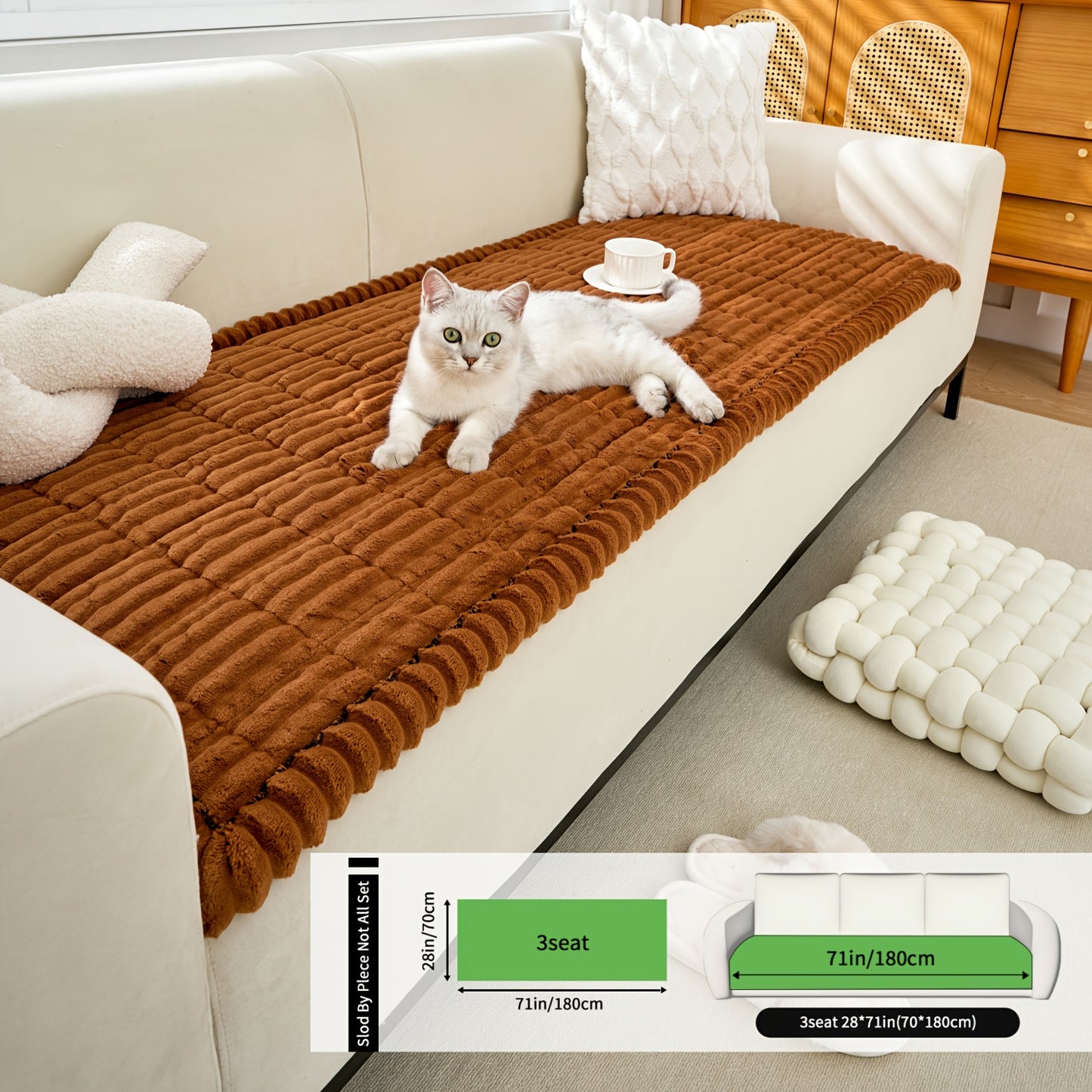 Universal Thickened Flannel Sofa Cushion Drawstring Non Slip