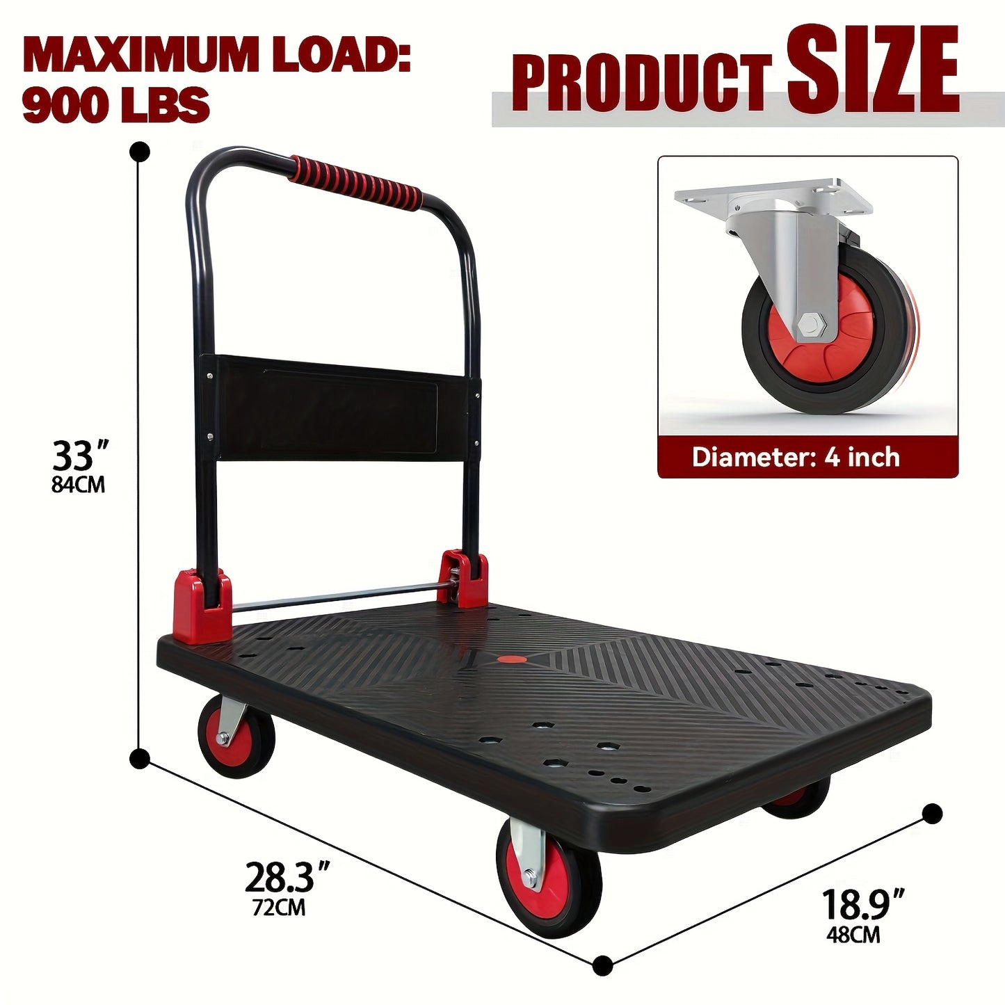 Plastic Collapsible Platform Trolley With Load Bearing Capacity And 360 Degree Silent Rubber Tires For Warehouse Use