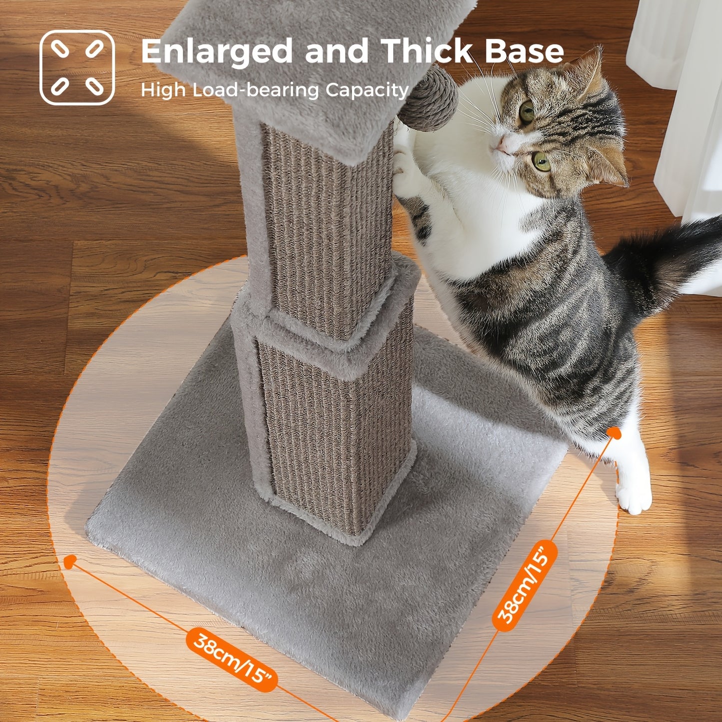 Durable Cat Tower Multi Level Cat Tree With Scratching Posts And Hanging Balls Grey And Black 18.9 Inch Wide