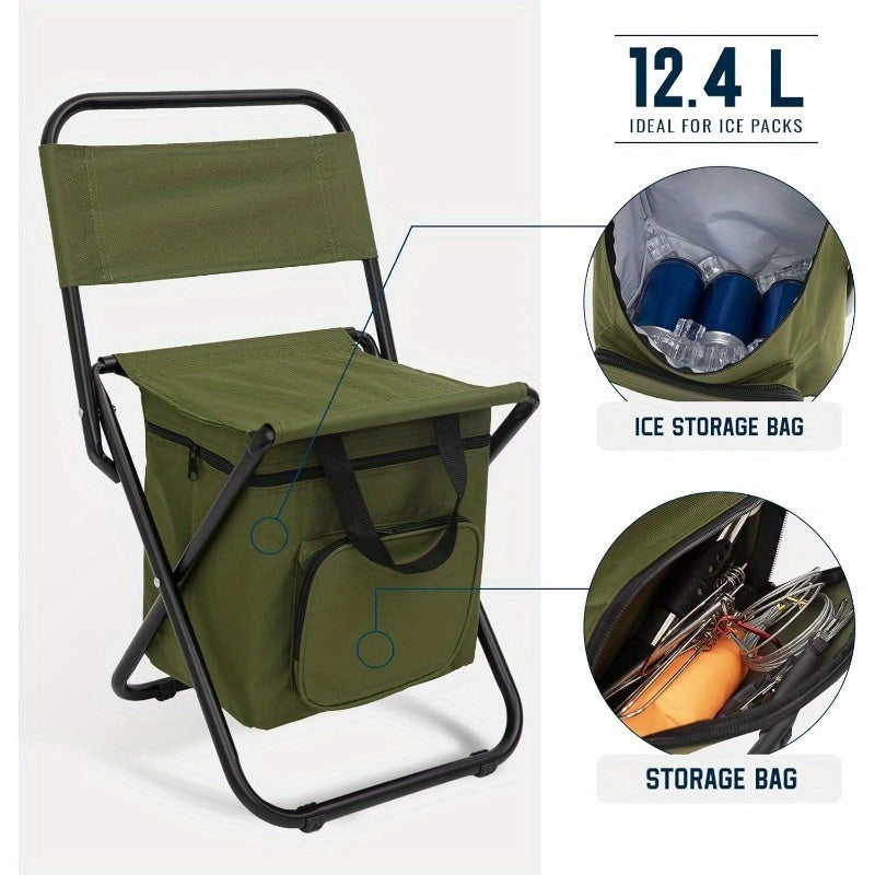 Heavy Duty Portable Folding Camping Chair With Backrest Extra Wide Seat With Backpack Over 500 Pounds Weight Capacity