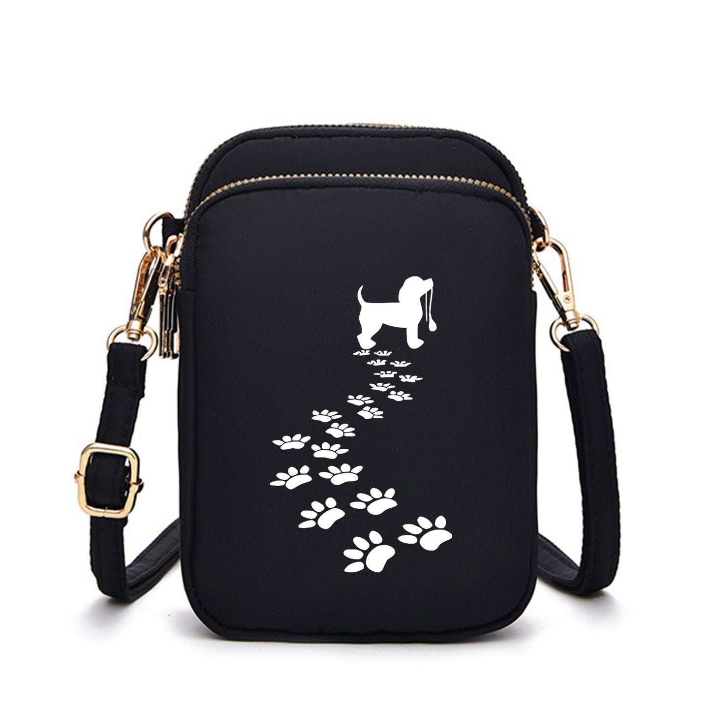 Dog Paw Print Crossbody Bag With Adjustable Strap Oxford