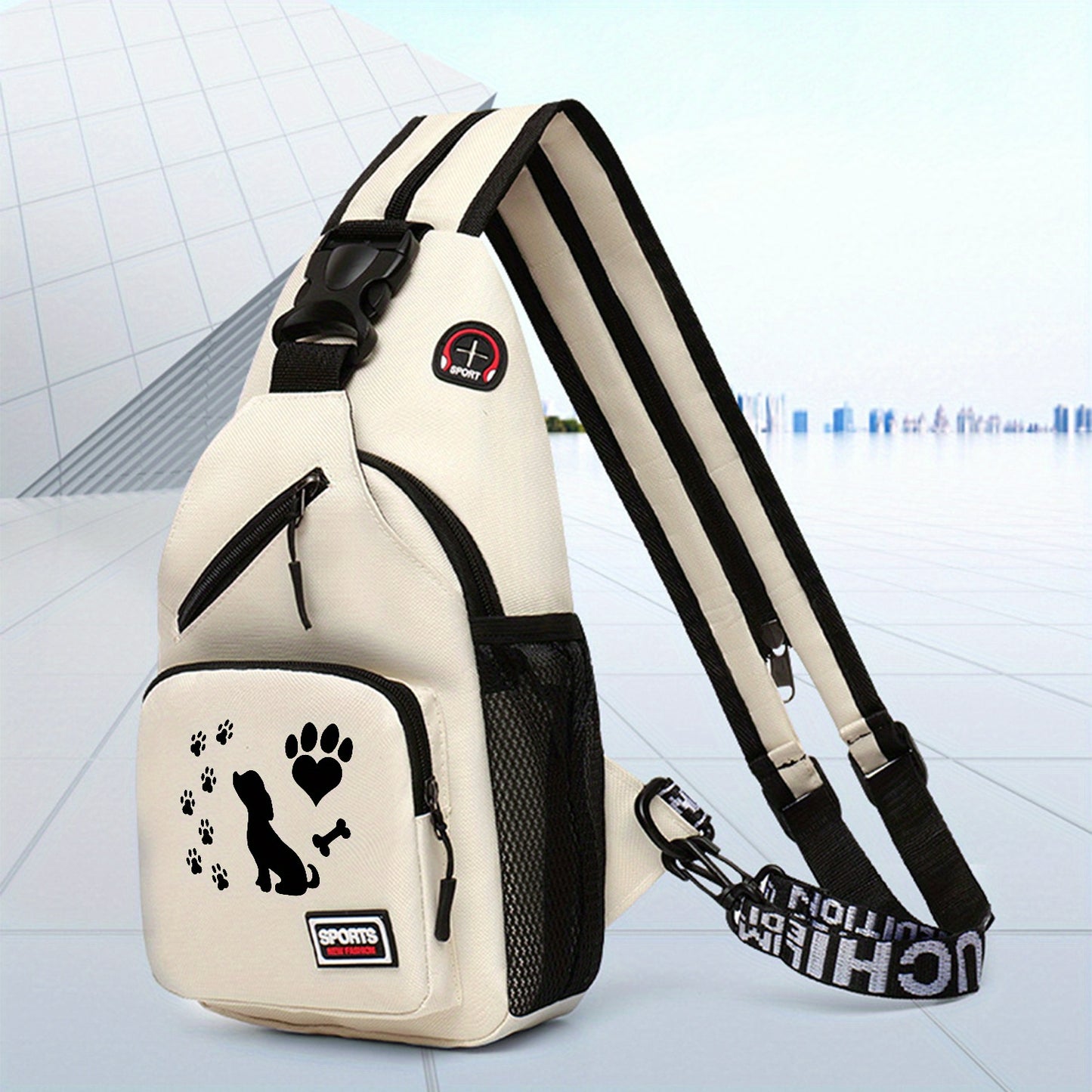 Dog Paw Prints Waist Bag Versatile Large Capacity Crossbody