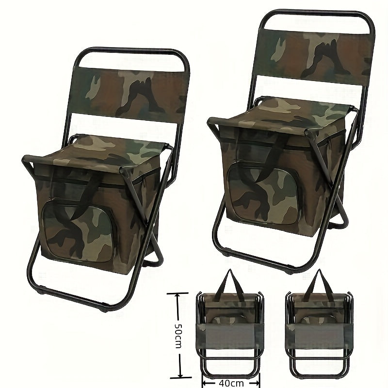 Heavy Duty Portable Folding Camping Chair With Backrest Extra Wide Seat With Backpack Over 500 Pounds Weight Capacity