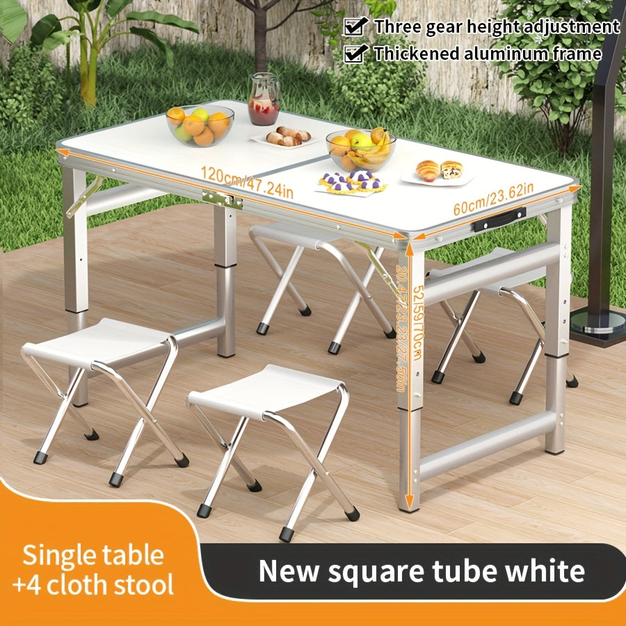 Foldable Portable Banquet Table Aluminum All Occasion Indoor Outdoor Adjustable Height Compact Folding Design