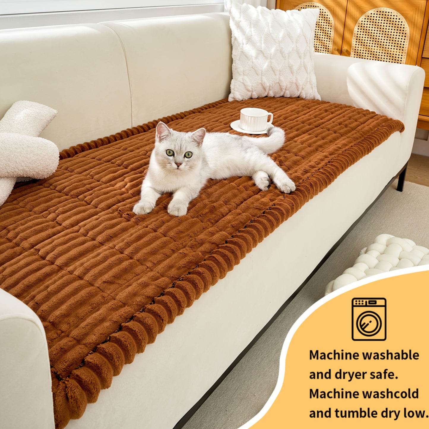 Universal Thickened Flannel Sofa Cushion Drawstring Non Slip