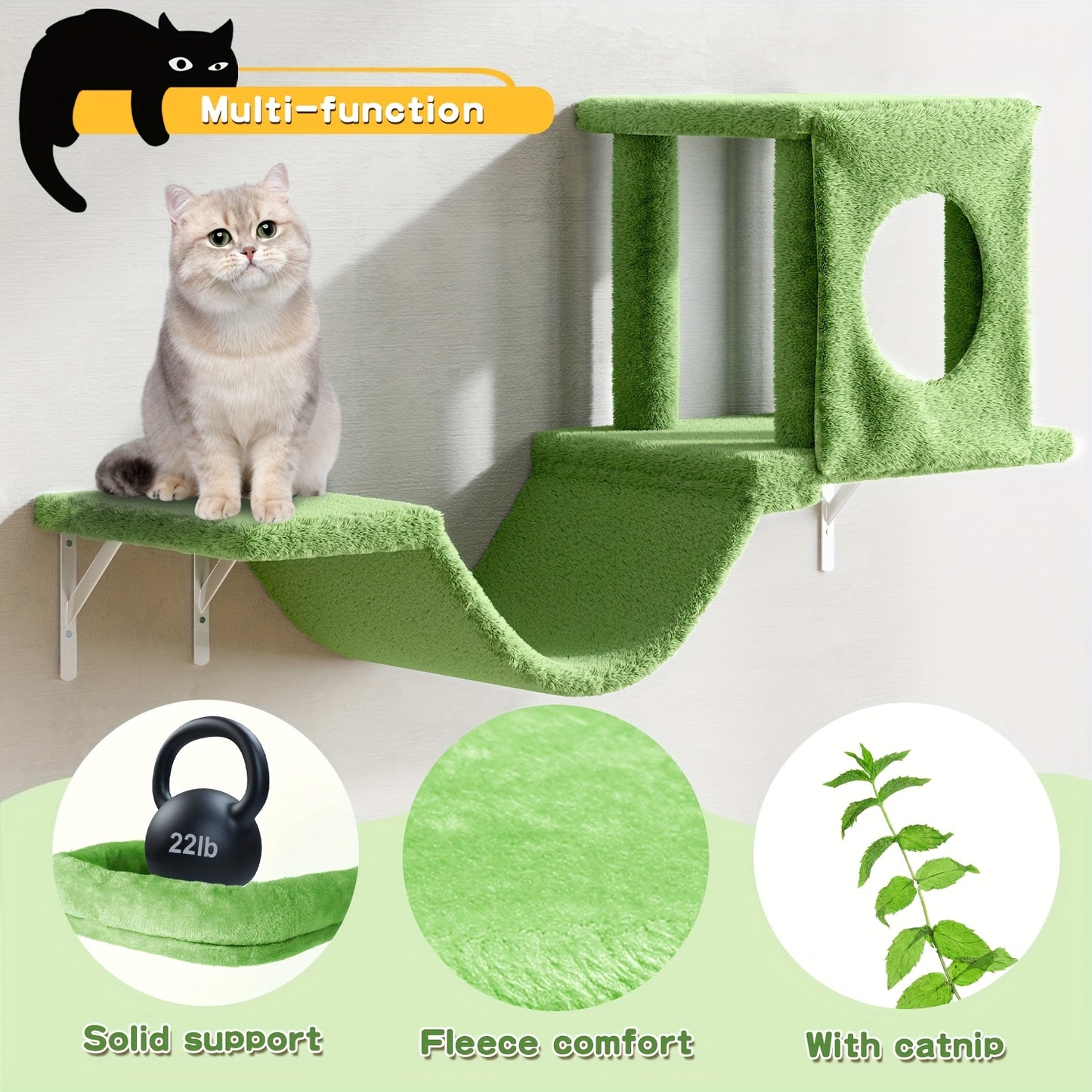 6 Pcs Deluxe Wall Mounted Cat Climbing Shelf Multi Level