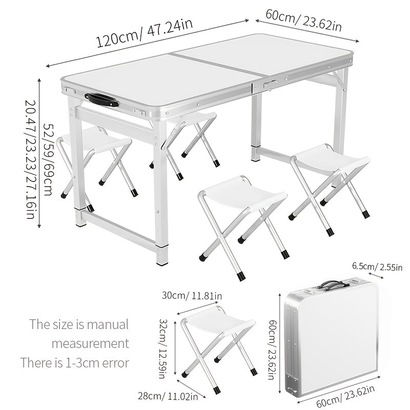 Foldable Portable Banquet Table Aluminum All Occasion Indoor Outdoor Adjustable Height Compact Folding Design