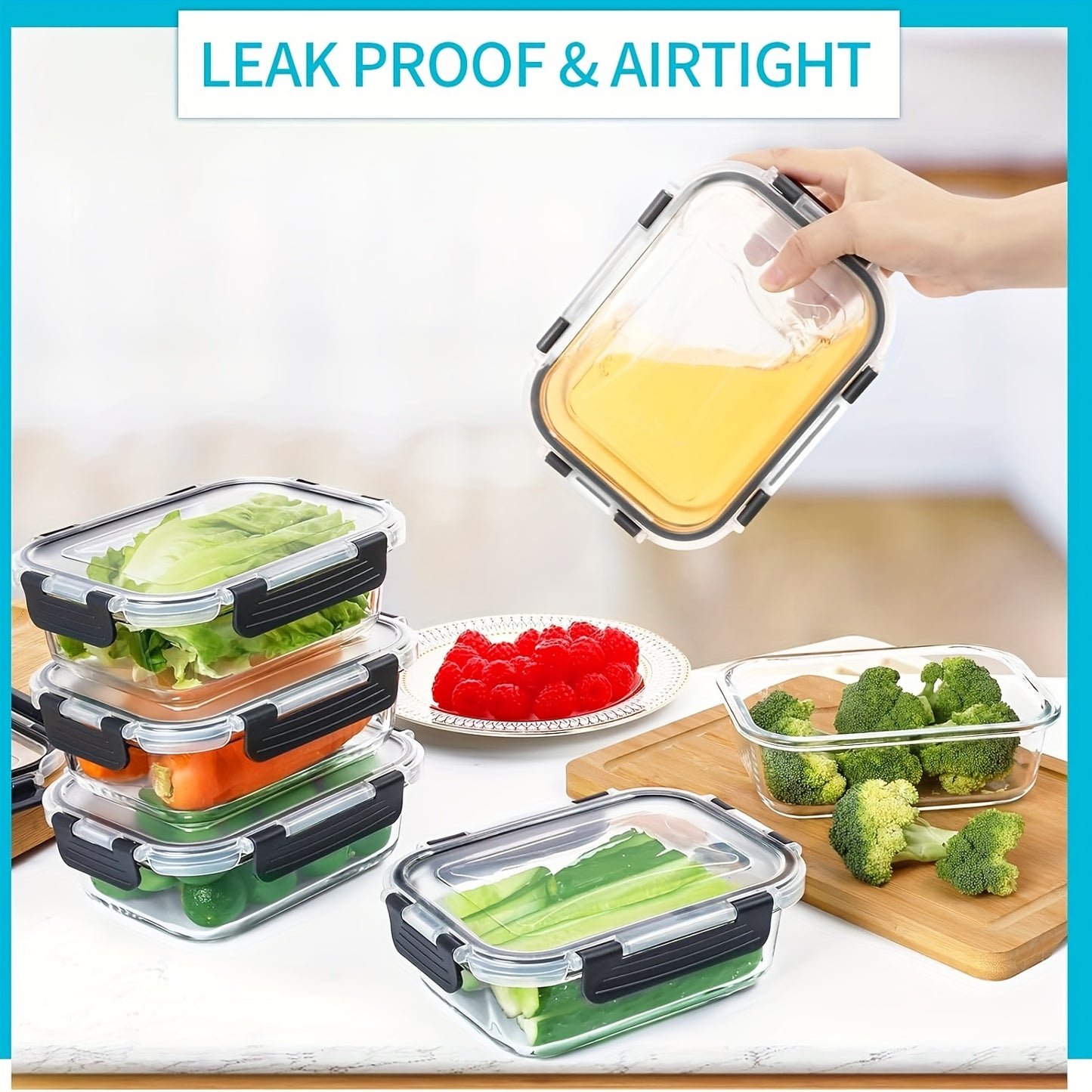 20 Pack 22oz Glass Airtight Food Storage Containers With Lids For Meal Prep Pantry Organization Glass Lunch Boxes