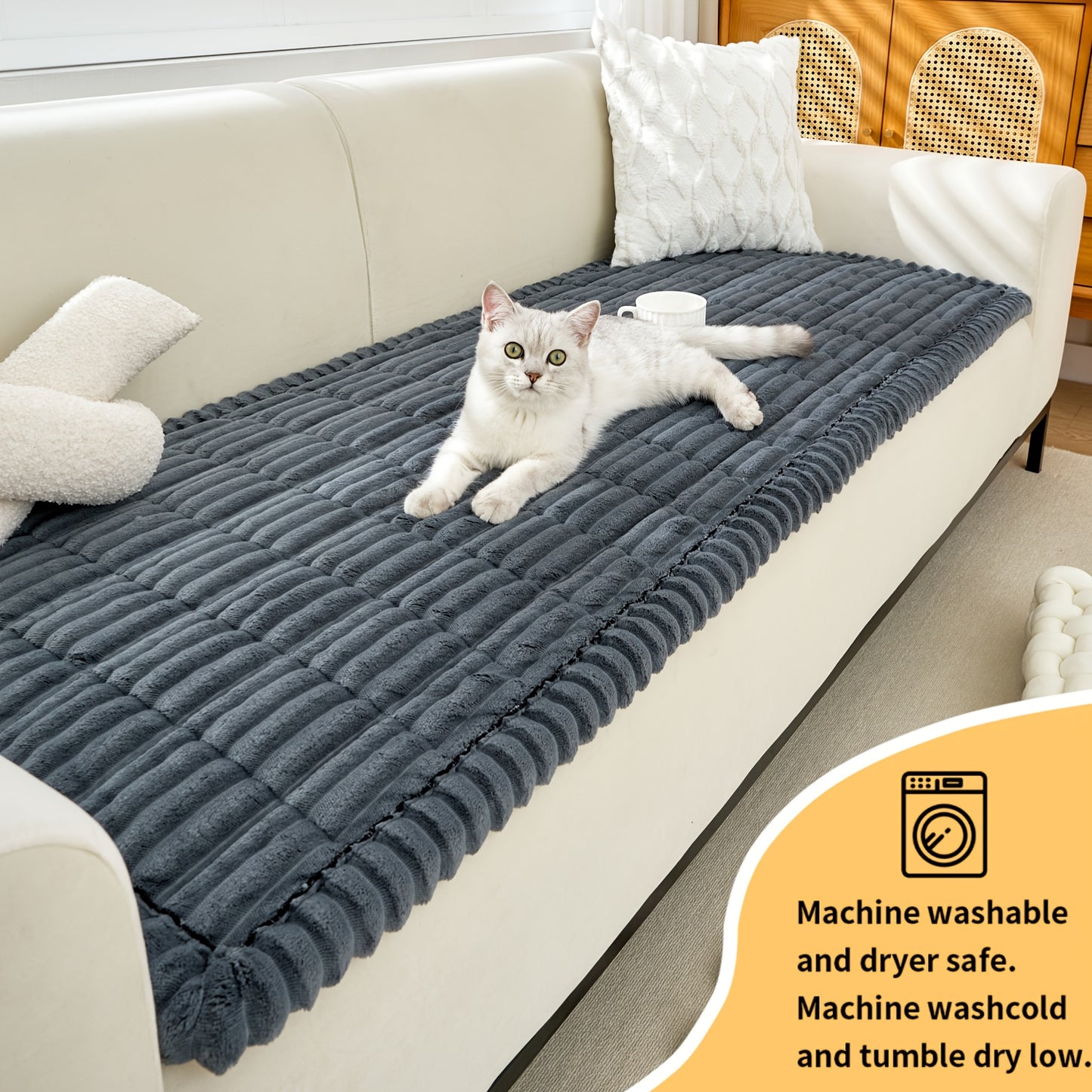 Universal Thickened Flannel Sofa Cushion Drawstring Non Slip