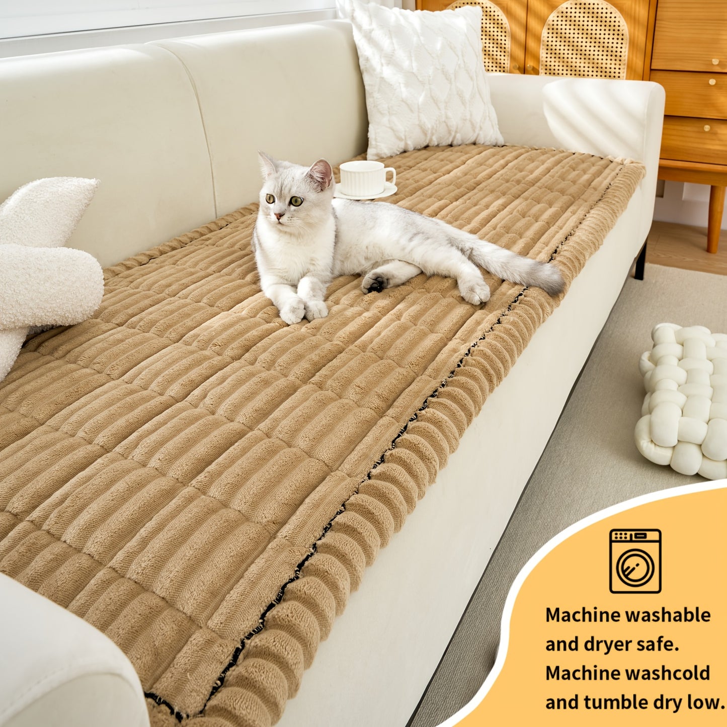 Universal Thickened Flannel Sofa Cushion Drawstring Non Slip