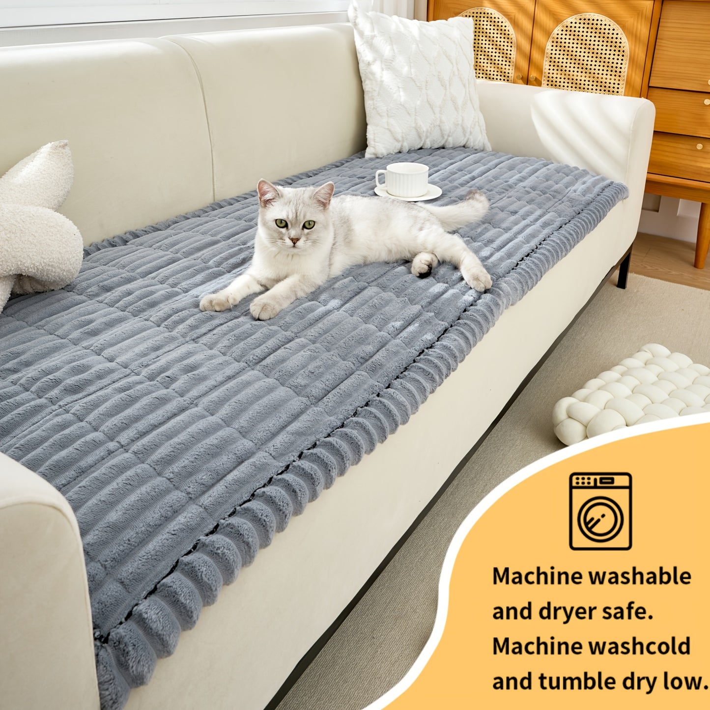 Universal Thickened Flannel Sofa Cushion Drawstring Non Slip