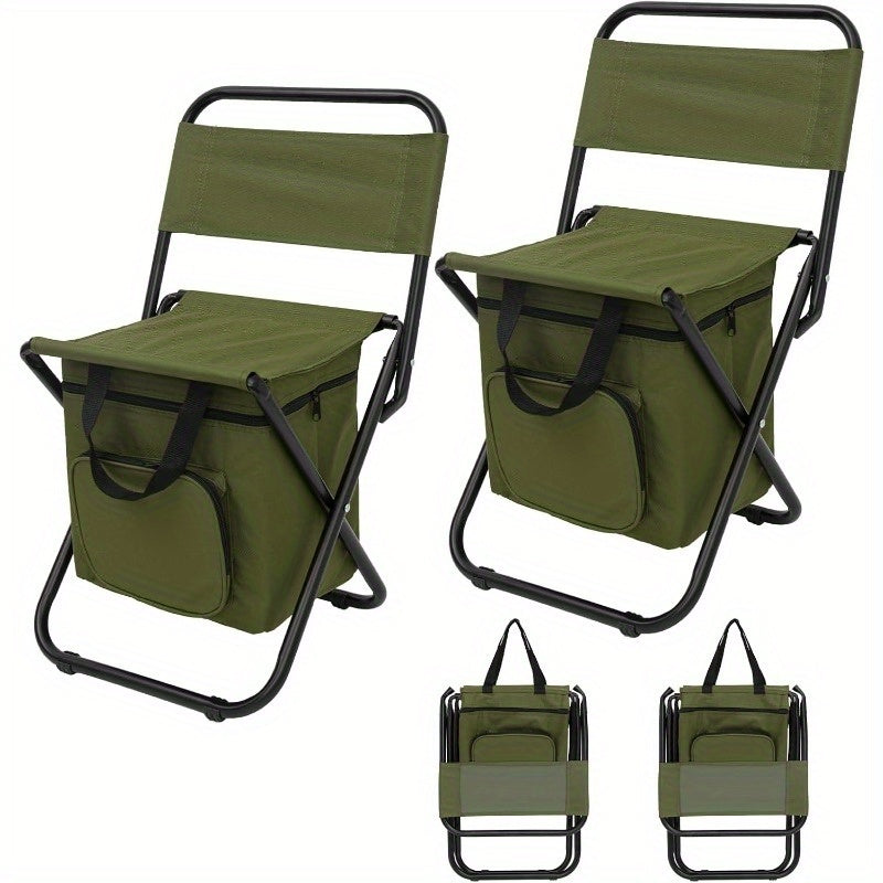 Heavy Duty Portable Folding Camping Chair With Backrest Extra Wide Seat With Backpack Over 500 Pounds Weight Capacity
