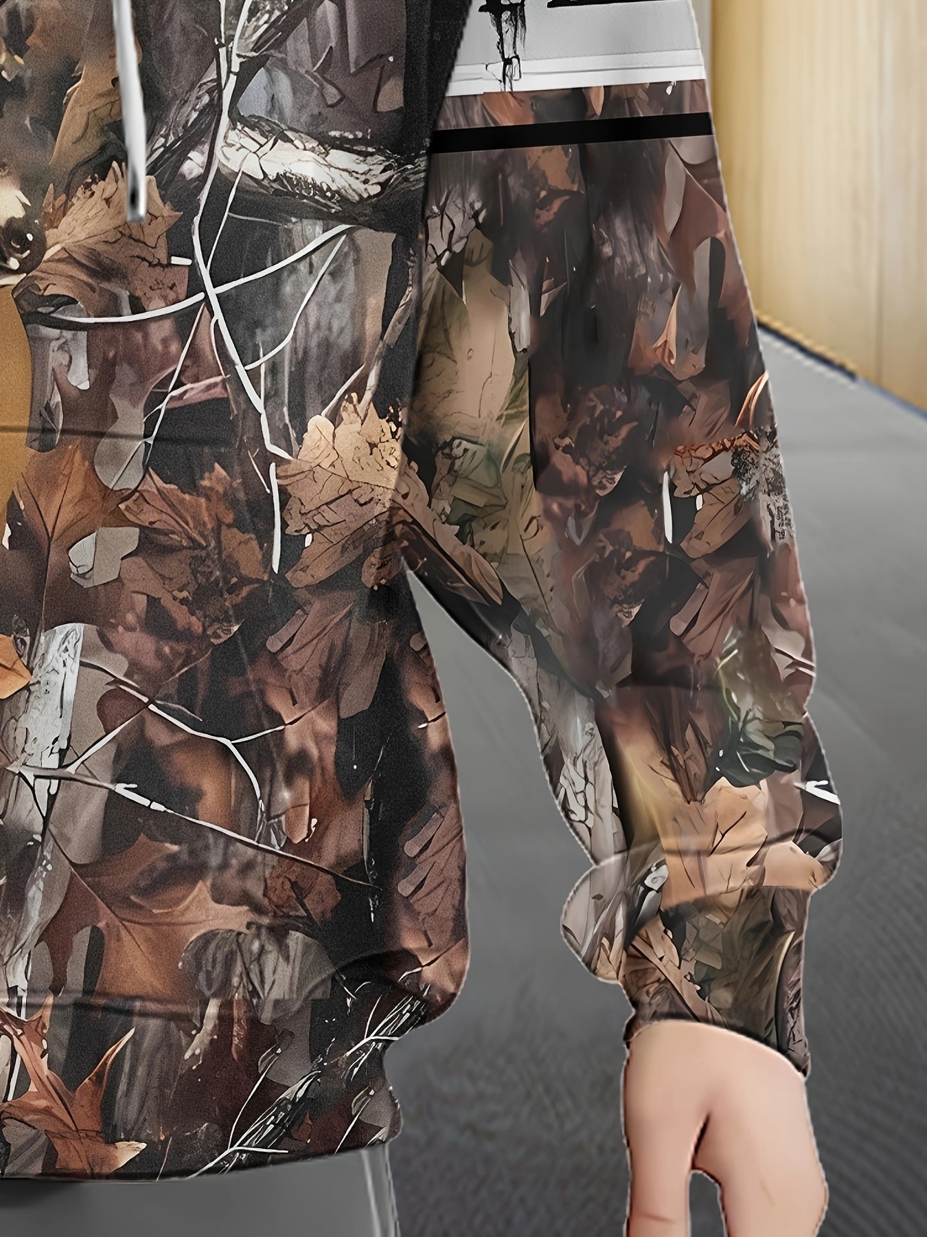 Camouflage Deer Print Mens Hooded Jacket Zipper Front