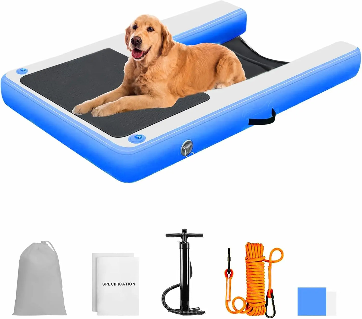 59 Inch Inflatable Dog Pool Ramp Dog Boat Ramp Non Slip EVA Floating Ramp for Dogs Water Ladder Steps for Pool Lake Boats