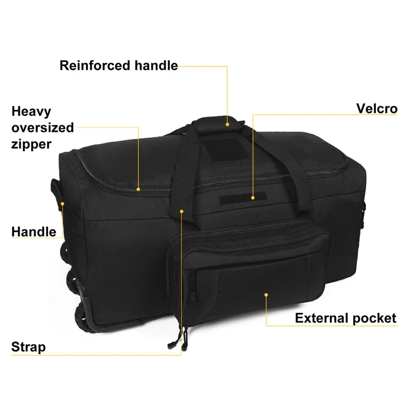 124L Large Capacity Waterproof Nylon Outdoor Camping Travel Bag Trolley Case Practical Handbag Storage Military Bag