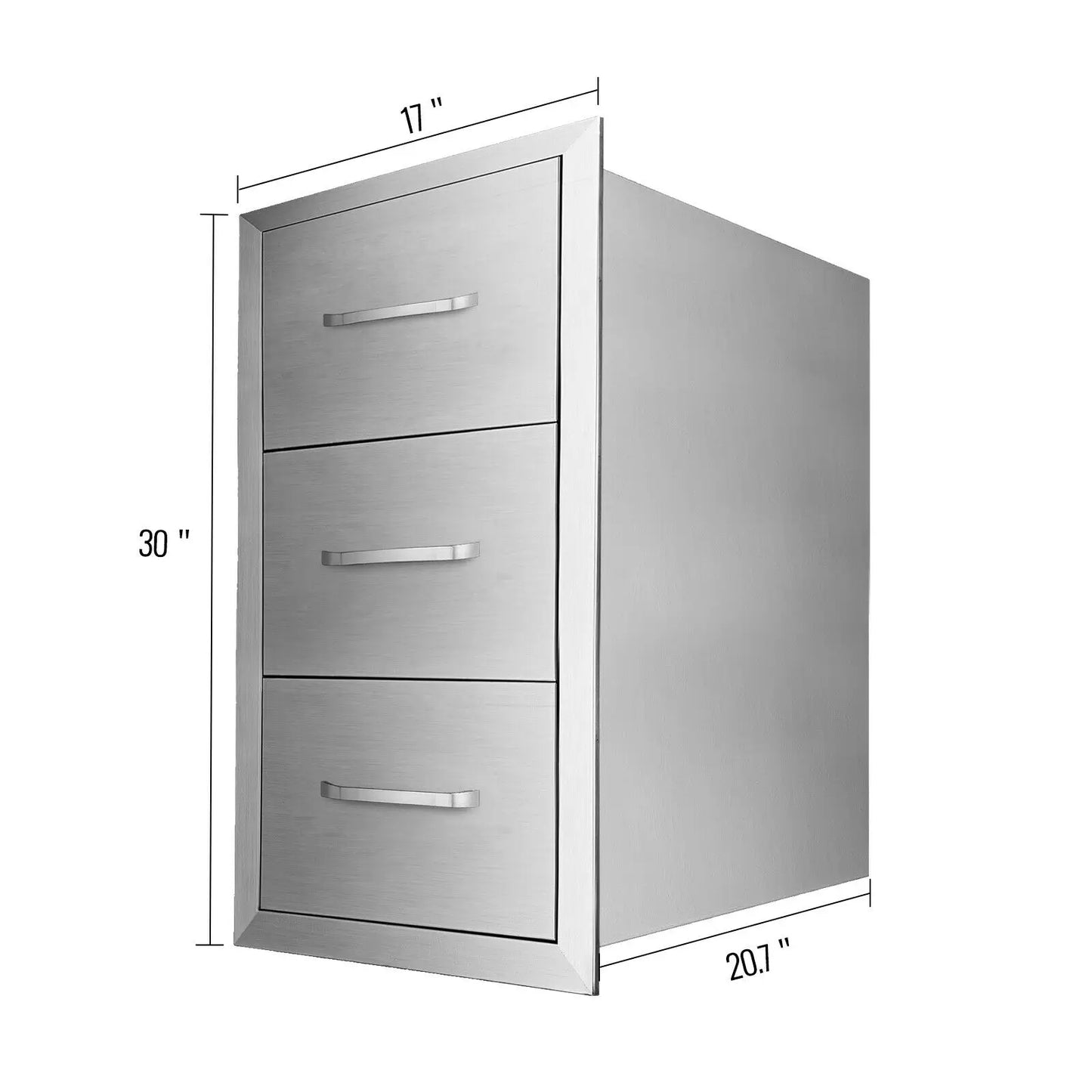 SucceBuy Stainless Steel Outdoor Kitchen Drawers with Handle Large Storage BBQ Island Weather Resistant