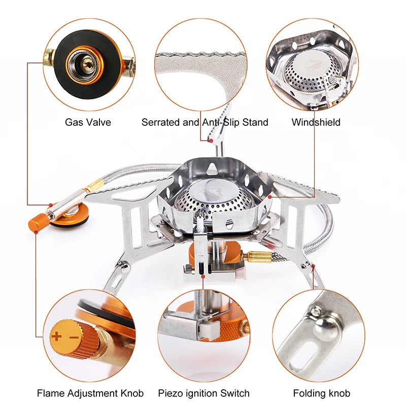 Widesea Windproof Camping Gas Stove Stainless Steel