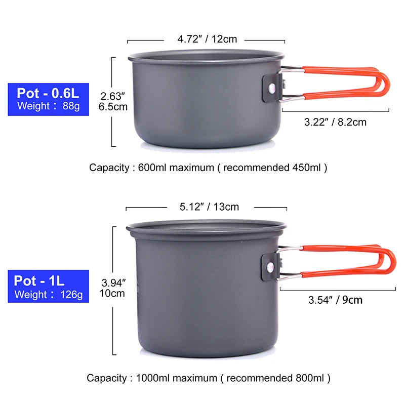 Widesea Camping Cookware Set Portable Folding Pot For Trip