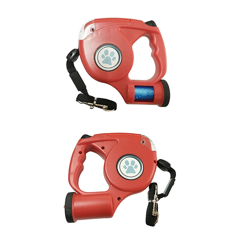 LED Retractable Dog Leash With Waste Bag 4.5M Night Safety