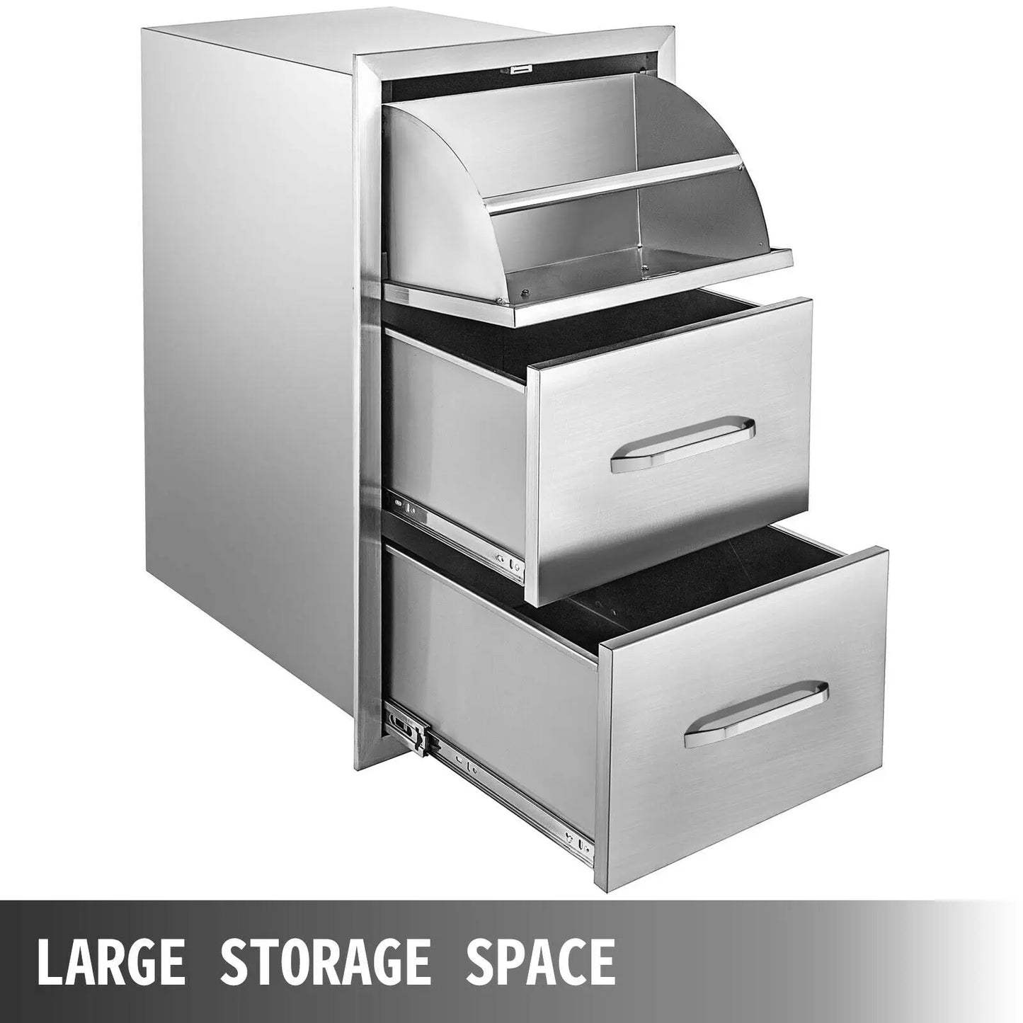 SucceBuy Stainless Steel Outdoor Kitchen Drawers with Handle Large Storage BBQ Island Weather Resistant