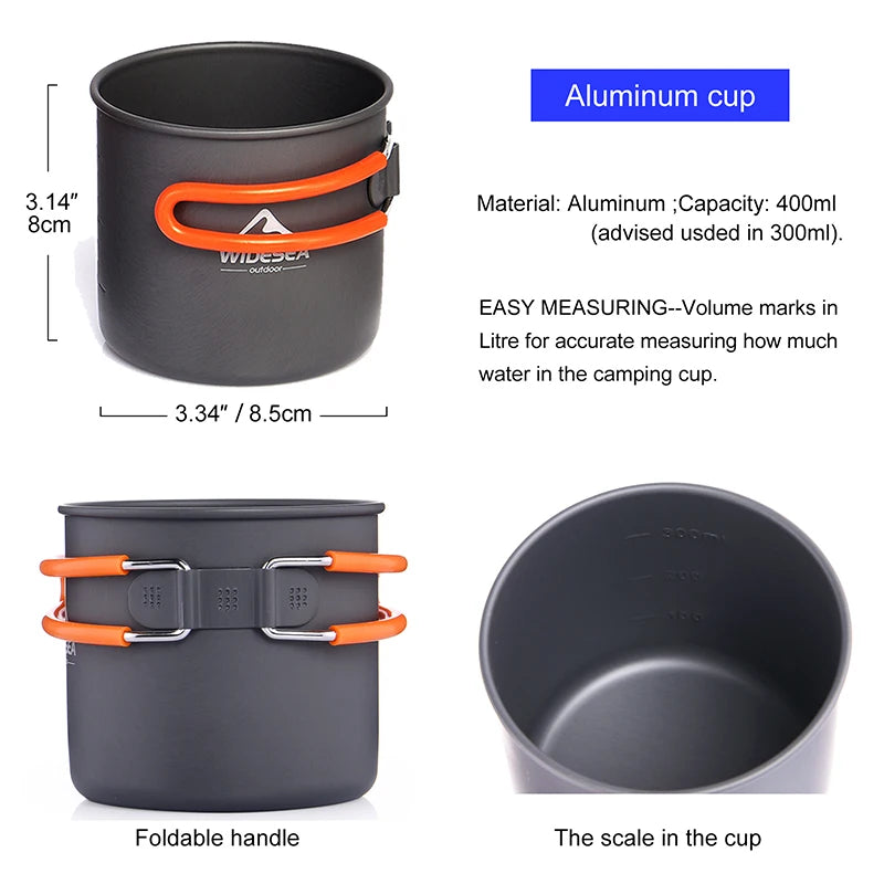 Widesea Camping Cookware Set Portable Folding Pot For Trip