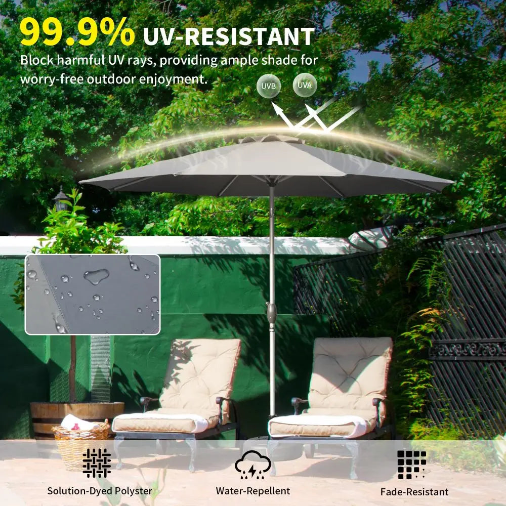 10 Ft Patio Umbrella Outdoor Crank Tilt UV Waterproof