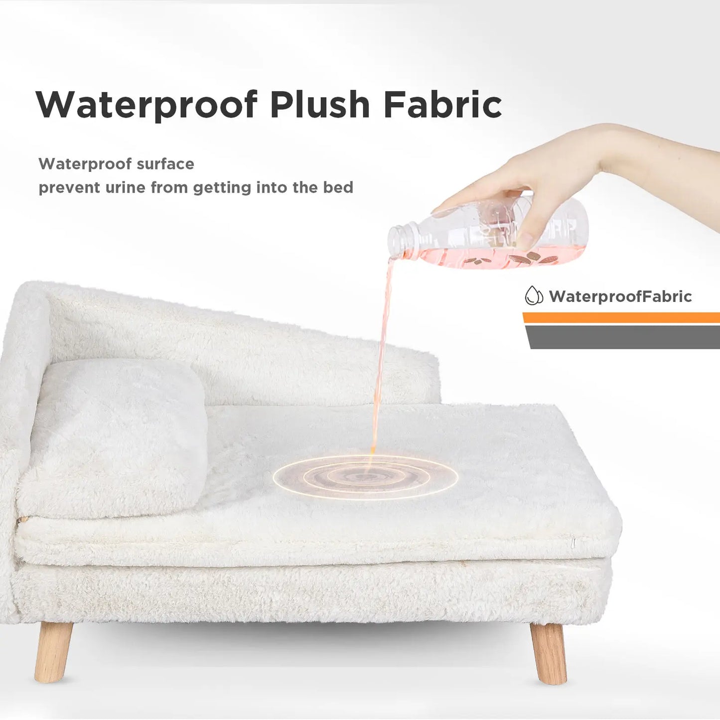 Elevated Pet Bed With Solid Wood Legs Dog Cat L Shape Sofa