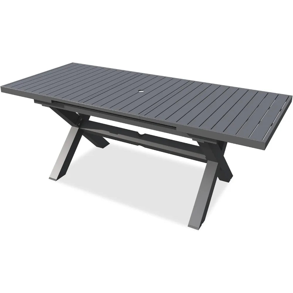 Expandable Aluminum Outdoor Dining Table For 6 To 10
