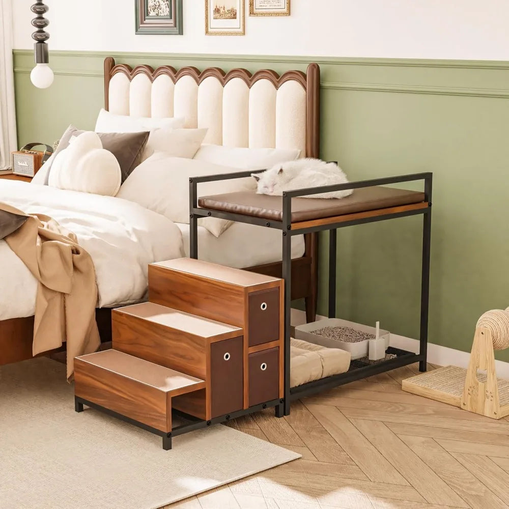 Dog Window Perch Non Slip Pet Bunk Bed With Drawers