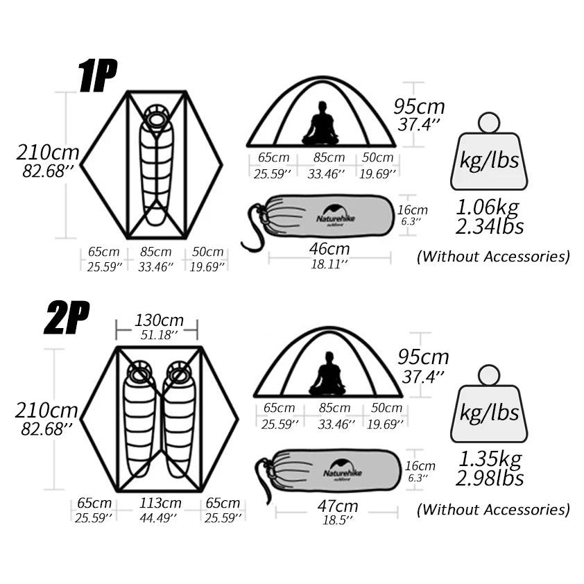 Naturehike VIK Ultralight 1 2 Person Waterproof Tent