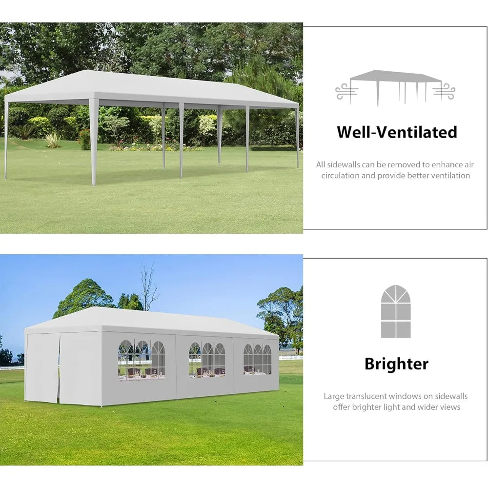 10 X 30 Outdoor Waterproof Gazebo Canopy Tent White