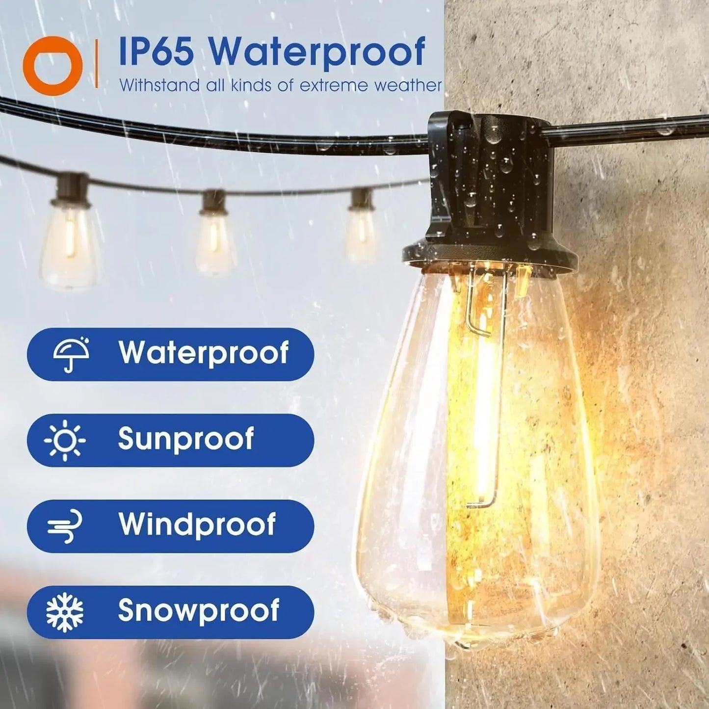 150FT LED Outdoor Patio String Lights Waterproof Dimmable