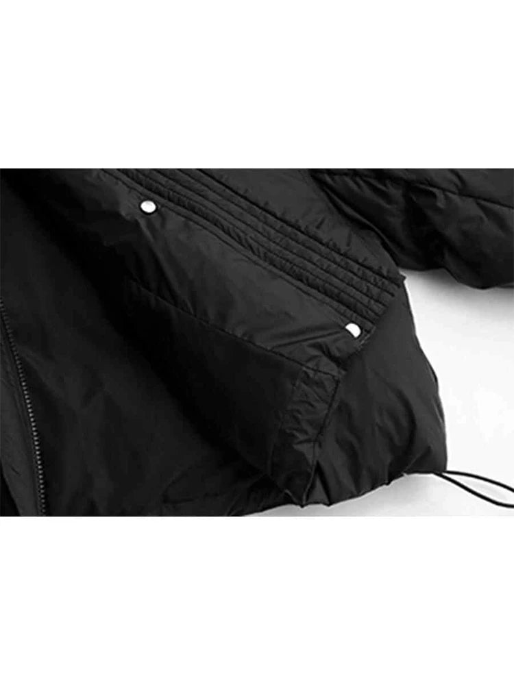 2025 Autumn Winter Women Y2K Japanese Black Hoodie Padded Down Coat
