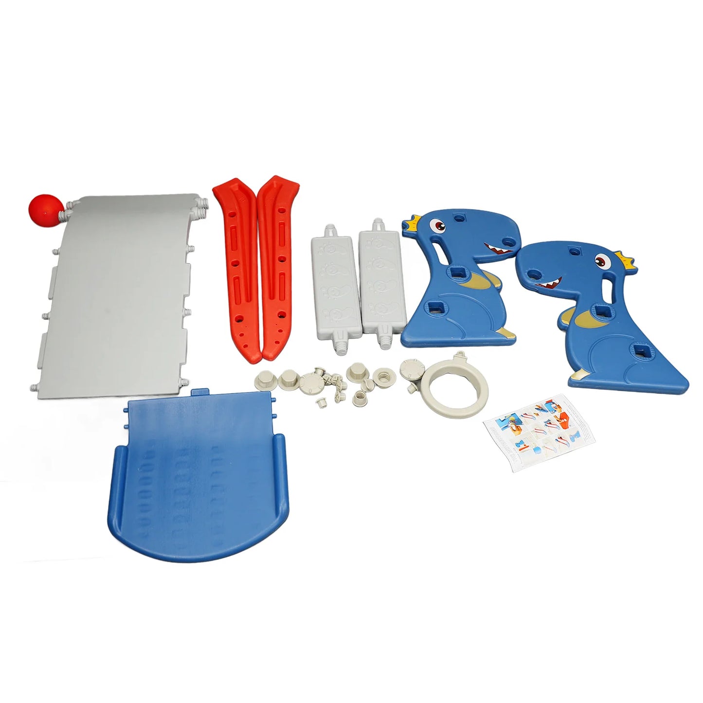 Foldable Dinosaur Shape Indoor Slide with Basketball Hoop for Toddlers Easy Assembly Blue Climber for Ages 3 to 6 Years